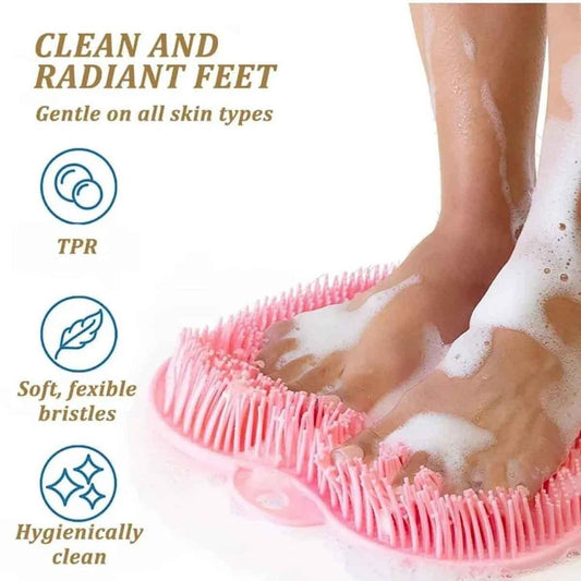 Silicone Foot Scrubber Massager – Soft Exfoliating Foot Cleaning Brush (Pink)