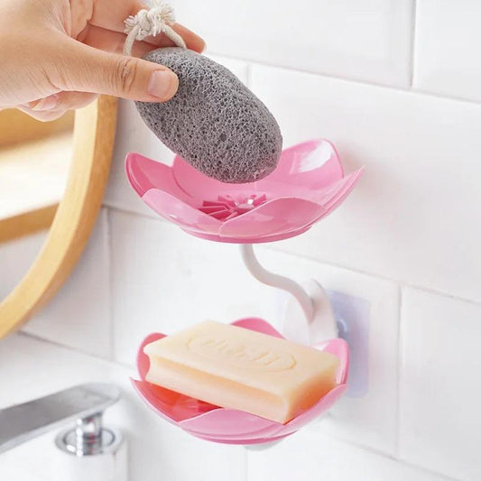 Flower-Shaped Wall Mount Soap Holder – Self-Draining ABS Plastic Soap Dish