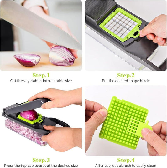 Green ABS Vegetable Cutter – Kitchen Chopper Tool (1 Pc)