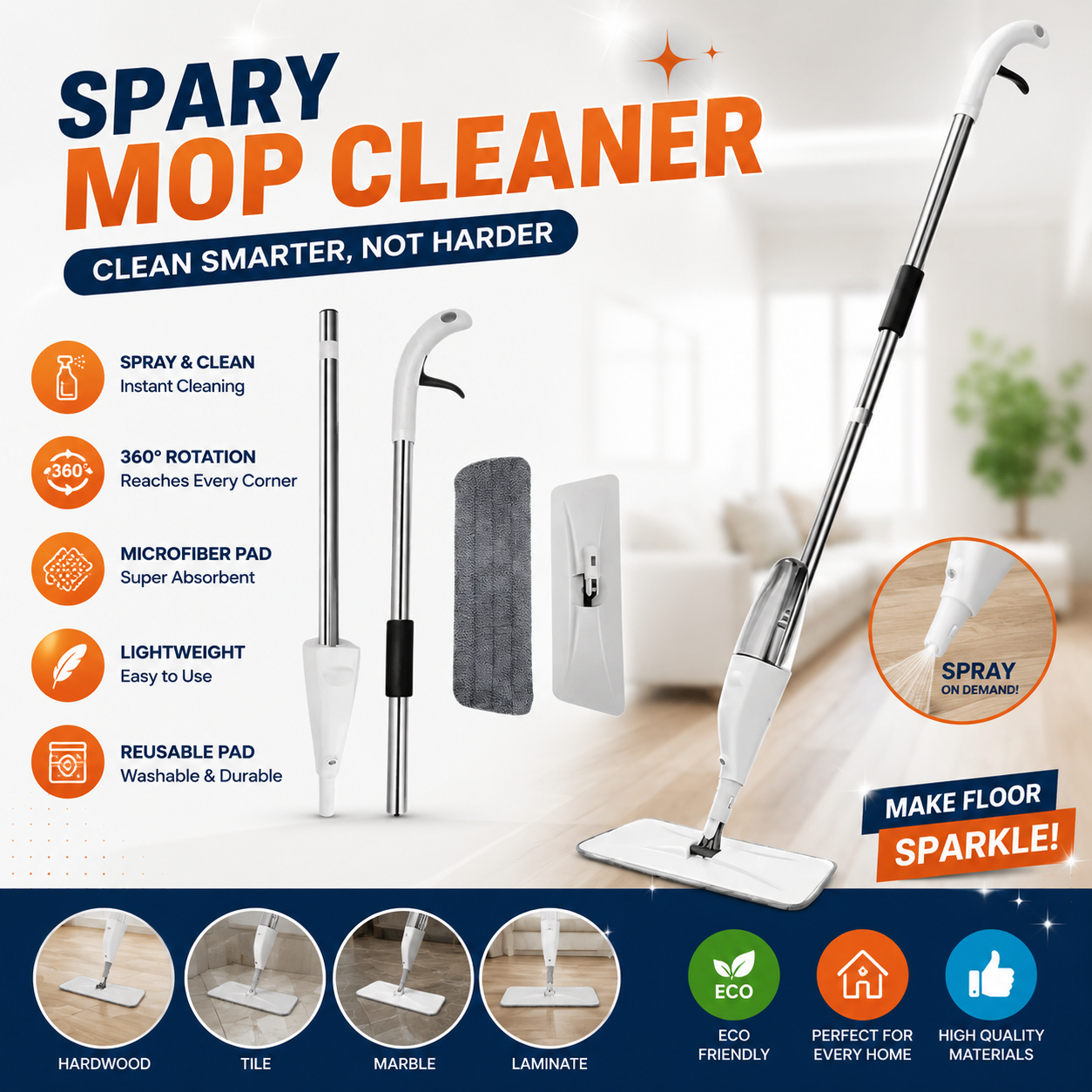 Easy Floor Cleaning Spray Mop for Home