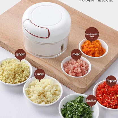 Mini Manual Food Chopper – White ABS Plastic Kitchen Tool