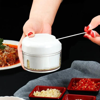 Mini Manual Food Chopper – White ABS Plastic Kitchen Tool