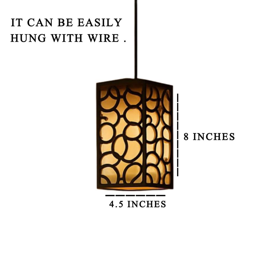 Modern Golden Wooden Pendant Light – 40 Inch Hanging Ceiling Lamp (Dark Brown)