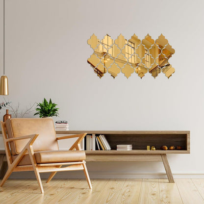 20PCS Golden Acrylic Wall Mirror Stickers – Modern DIY Home Decor