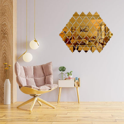 20PCS Golden Acrylic Wall Mirror Stickers – Modern DIY Home Decor