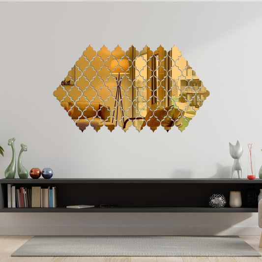 20PCS Golden Acrylic Wall Mirror Stickers – Modern DIY Home Decor