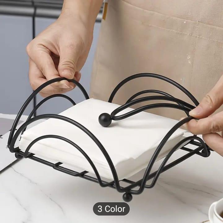 Luxury Golden Metal Tissue Holder – Elegant Napkin Stand for Home & Office