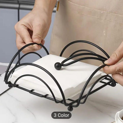 Luxury Golden Metal Tissue Holder – Elegant Napkin Stand for Home & Office