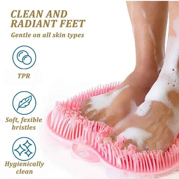 Silicone Foot Scrubber Massager – Soft Exfoliating Foot Cleaning Brush (Pink)