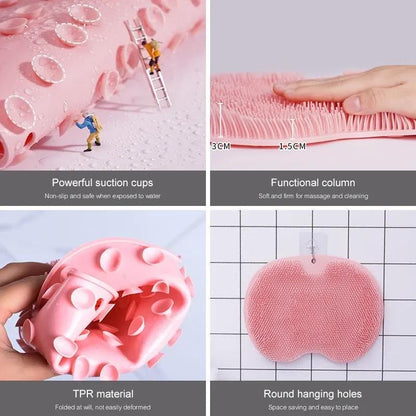 Silicone Foot Scrubber Massager – Soft Exfoliating Foot Cleaning Brush (Pink)