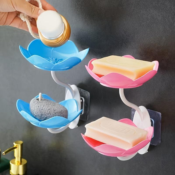 Flower-Shaped Wall Mount Soap Holder – Self-Draining ABS Plastic Soap Dish