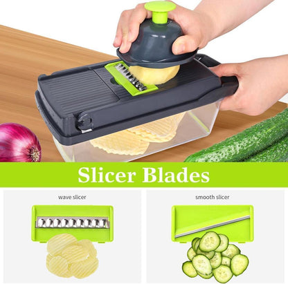 Green ABS Vegetable Cutter – Kitchen Chopper Tool (1 Pc)
