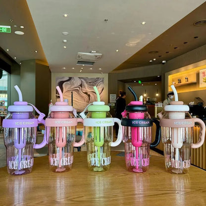 Gym Water Bottle with Straw & Handle