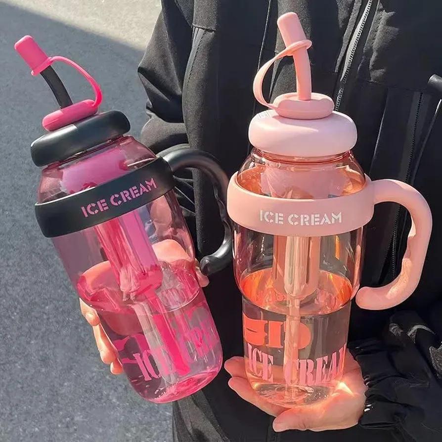 Gym Water Bottle with Straw & Handle