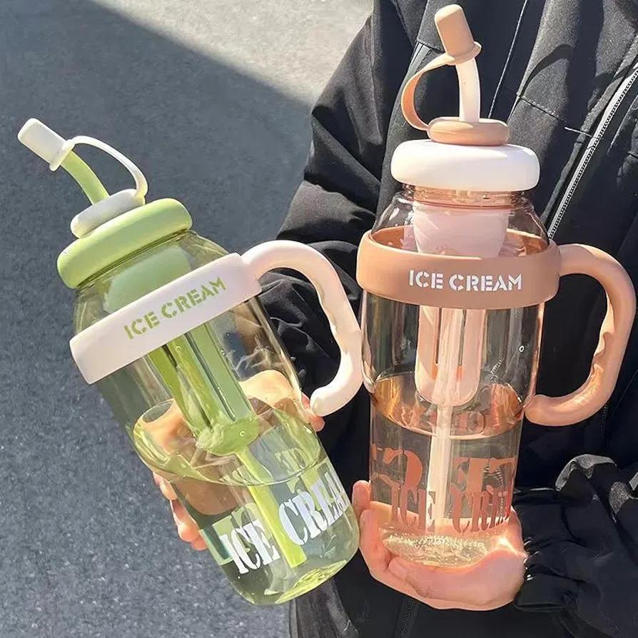 Gym Water Bottle with Straw & Handle
