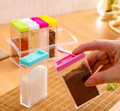 6-Piece Spice Jar Set with Sliding Lids | Clear Kitchen Spice Containers with Rack