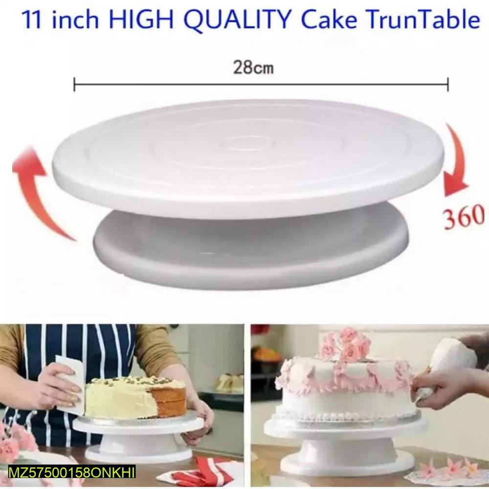 28cm Rotating Cake Turntable Stand – Non-Slip Plastic Cake Decorating Stand | Pink