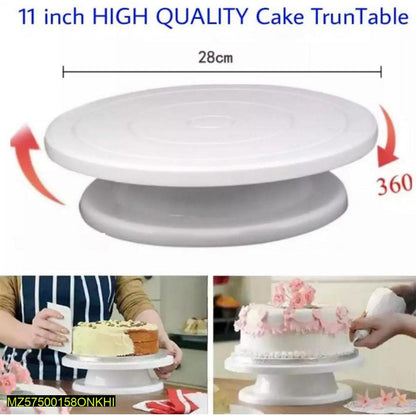 28cm Rotating Cake Turntable Stand – Non-Slip Plastic Cake Decorating Stand | Pink