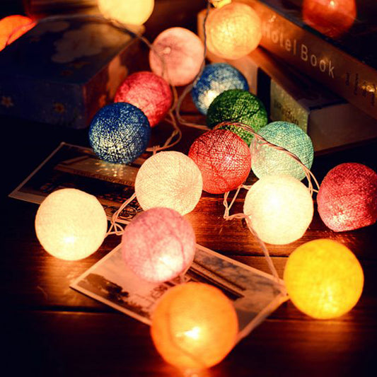 Cotton Ball LED Fairy String Lights – Warm White Decorative Lights for Home, Bedroom & Party Decor